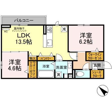ベルヒルズ(2LDK/2階)の間取り写真