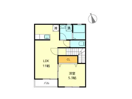 グランデカーサA棟(1LDK/2階)の間取り写真