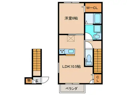 STAR SEED 3587(1LDK/2階)の間取り写真