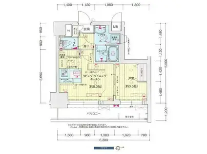 プレサンス吹上駅前エテルノ(1LDK/14階)の間取り写真