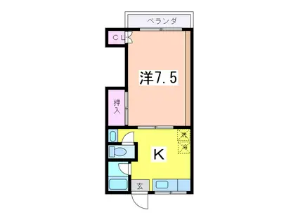 ハイツ八潮(1K/2階)の間取り写真
