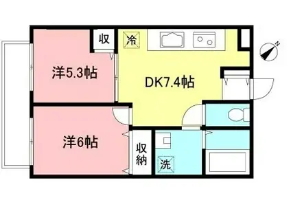 SILK COT(2DK/2階)の間取り写真