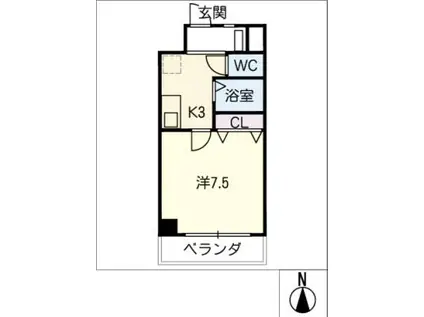 地下鉄鶴舞線 原駅(愛知) 徒歩2分 8階建 築26年(1K/5階)の間取り写真