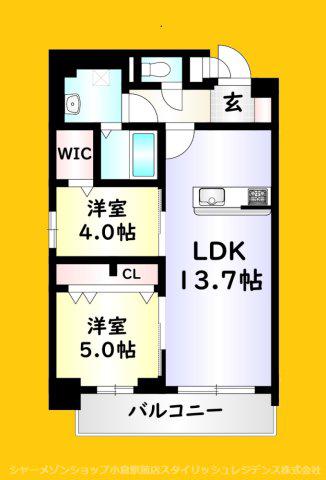 MYS CASETTA KOKURA(2LDK/8階)の間取り写真