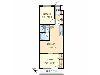 かしわファミリーコーポ(2LDK/1階)の間取り写真