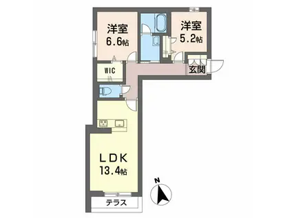 カーサ・ヴェルドール(2LDK/1階)の間取り写真