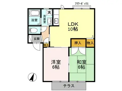スリーパブリック(2LDK/1階)の間取り写真