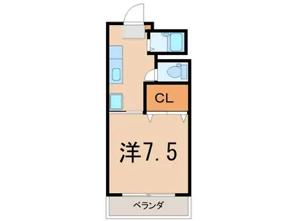 ニューカーサ永井川(1K/3階)の間取り写真