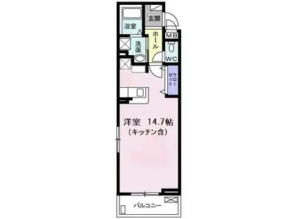 ルーチェ ソラーレ(1K/2階)の間取り写真