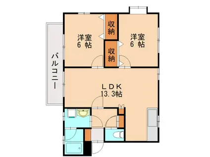 メープル香椎A(2LDK/1階)の間取り写真