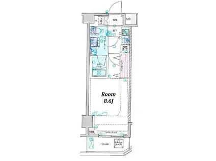 ジェノヴィア武蔵関公園スカイガーデン(1K/7階)の間取り写真