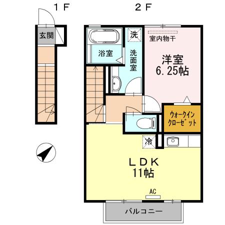 ARC VILLA(1LDK/2階)の間取り写真