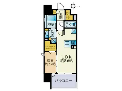 ソルティア千葉セントラル(1LDK/15階)の間取り写真
