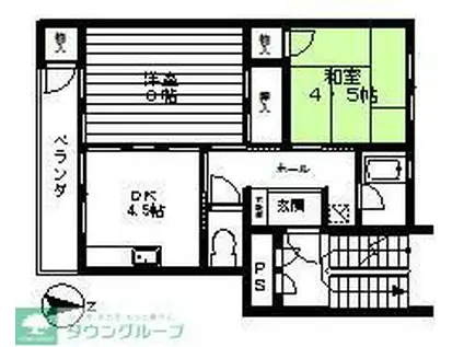 田中ハイツ(2DK/5階)の間取り写真