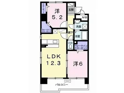 グローヴ・ガーデンE(2LDK/4階)の間取り写真