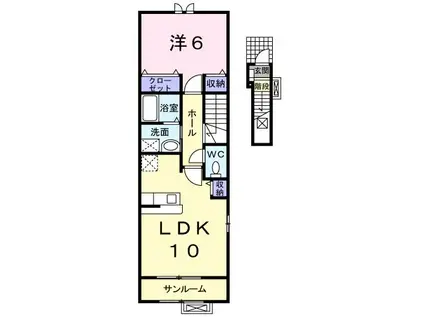 アルバ土崎A(1LDK/2階)の間取り写真