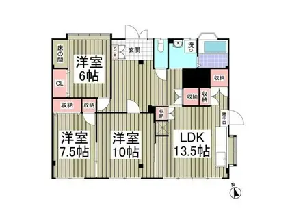 マイネルロッヂI(3LDK/1階)の間取り写真