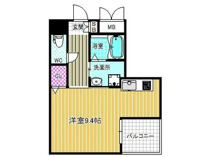 エスタブレ南森町(ワンルーム/4階)の間取り写真