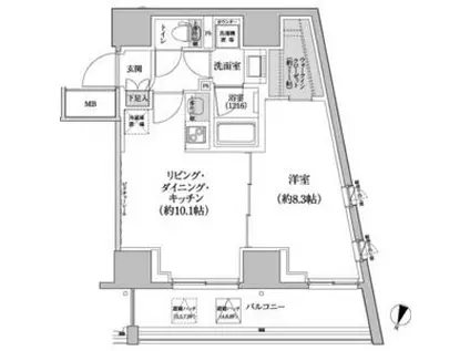 パークハビオ渋谷本町レジデンス(1LDK/5階)の間取り写真