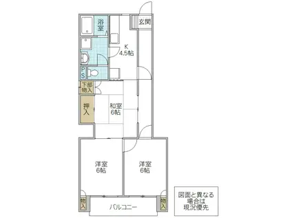 サザンヒルズ(3K/6階)の間取り写真