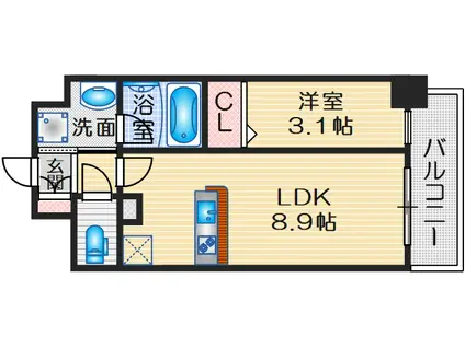 ファーストフィオーレ江坂ガーデン(1LDK/4階)の間取り写真