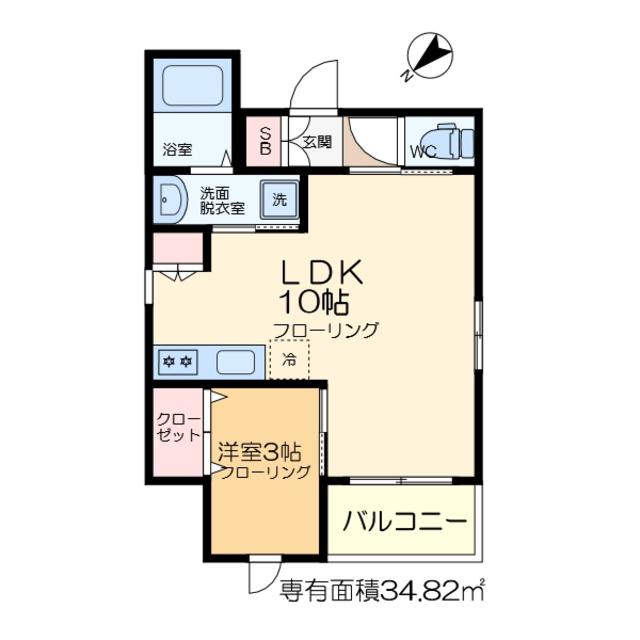 アーバンブルーム押上(1LDK/3階)の間取り写真