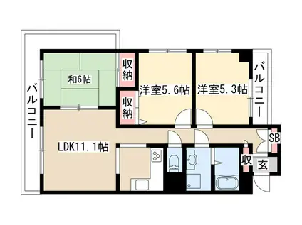 シティ・ファミール千種(3LDK/3階)の間取り写真