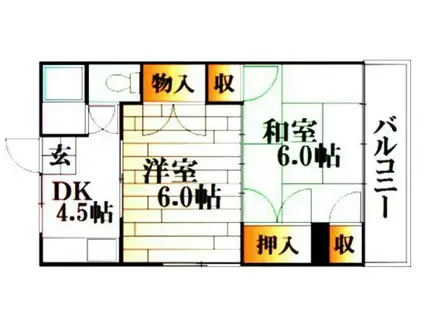 片岡ビル(2DK/4階)の間取り写真