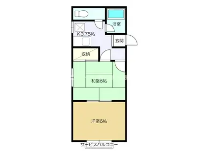 コーポアバンセ(2K/2階)の間取り写真