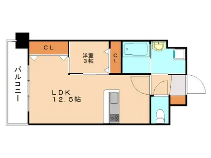 ONE PROJECT三萩野(1LDK/12階)の間取り写真