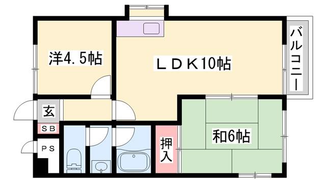 ベネフィス粟津(2LDK/4階)の間取り写真