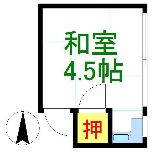 倉田荘(ワンルーム/3階)の間取り写真