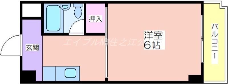 コーポアビコ(1K/4階)の間取り写真