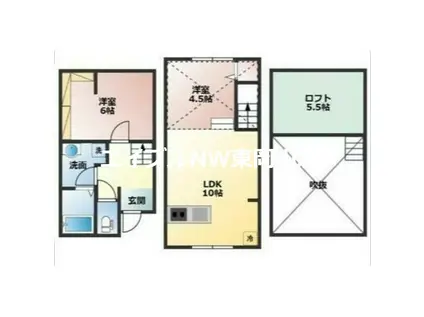 AKURA平井(1LDK/2階)の間取り写真