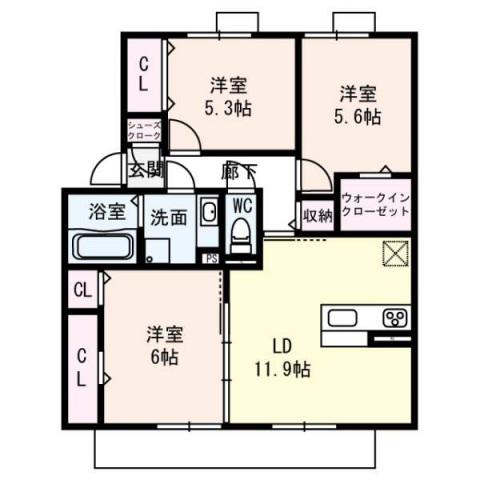 ライトハウス西野(3LDK/2階)の間取り写真