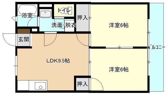 第五岡村ビル(2LDK/3階)の間取り写真
