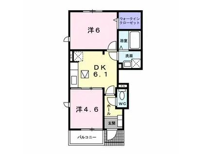 メゾンドシャルマンII(2DK/1階)の間取り写真