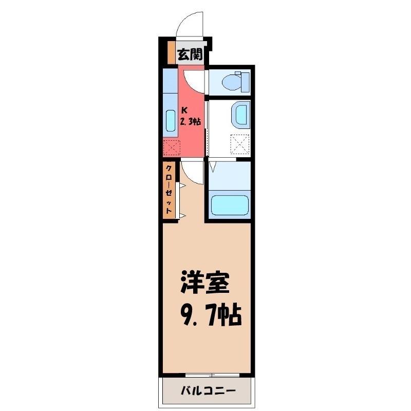 ヒカルサ熊谷サウス(1K/3階)の間取り写真