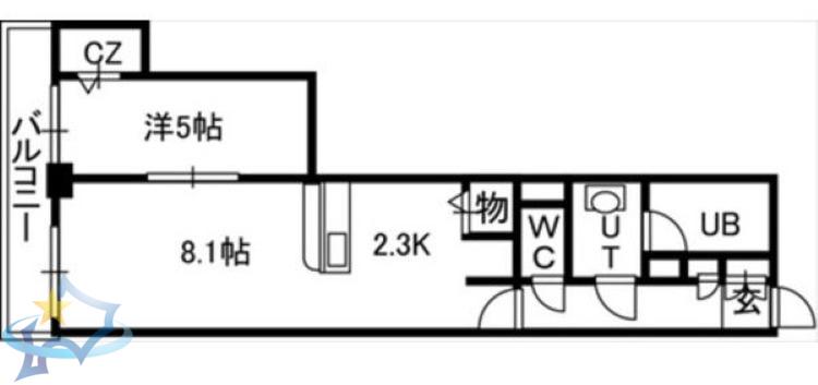 PRIME URBAN札幌 RIVER FRONT(1LDK/24階)の間取り写真