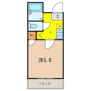 ドミサイルオーミヤ(1K/2階)の間取り写真