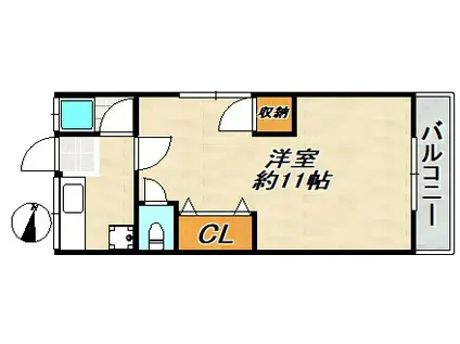 CLASSIC千代が丘(1K/1階)の間取り写真