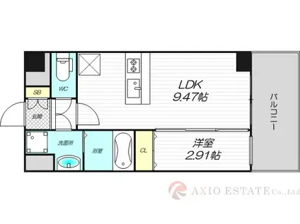 ALIVIS SHIMO-SHINJO SOL TERRACE(1LDK/4階)の間取り写真