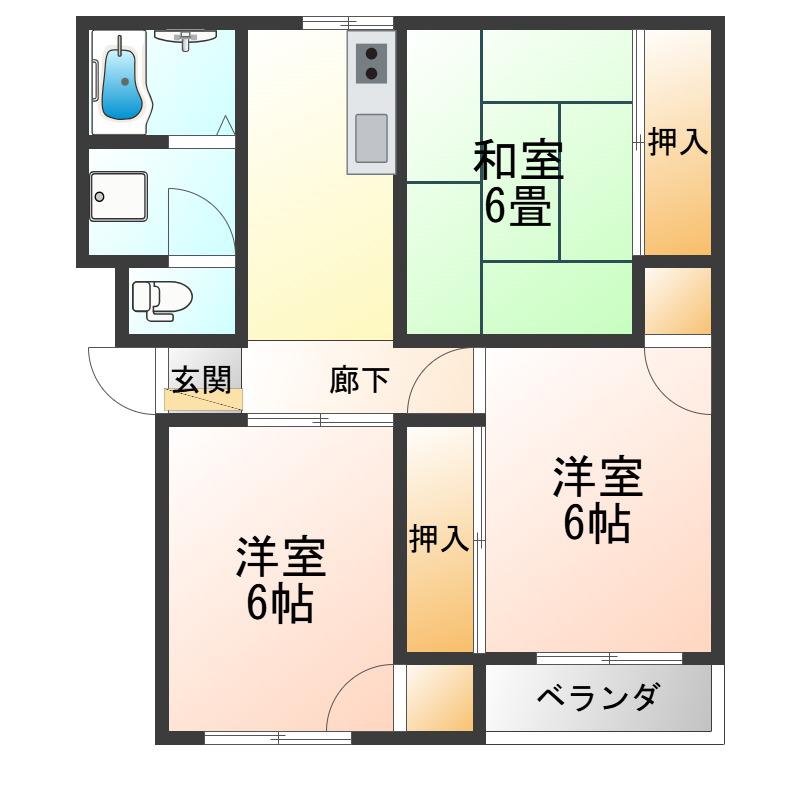 Sハウス(3K/1階)の間取り写真