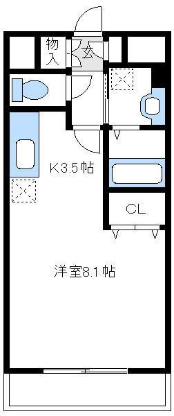 スタービレ海老名(ワンルーム/11階)の間取り写真