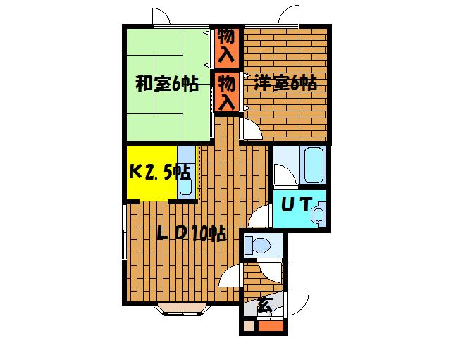 コーポ潤(2LDK/2階)の間取り写真