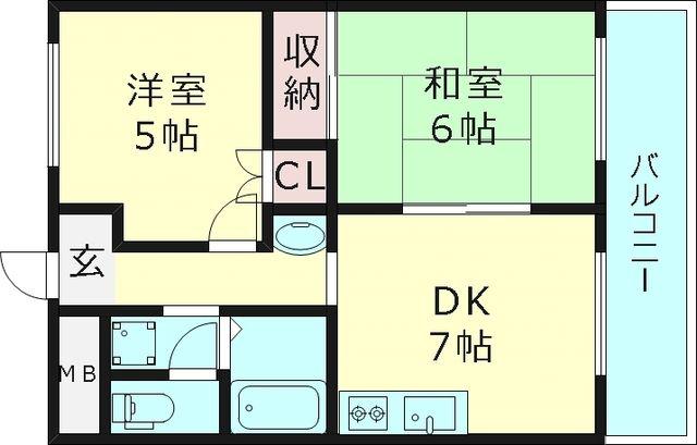 プランドール古市(2DK/2階)の間取り写真