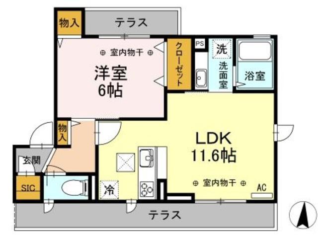 コージーコート・F(1LDK/1階)の間取り写真