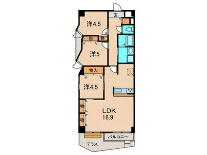 光栄ハイツ伊丹(3LDK/1階)の間取り写真