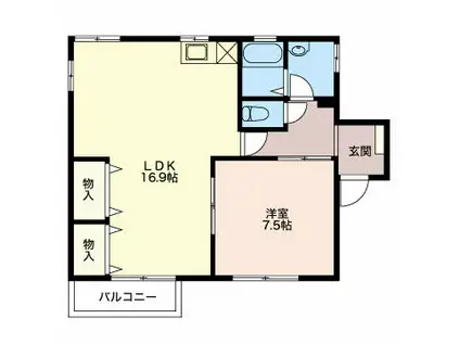 グランメールF(1LDK/2階)の間取り写真