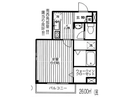 プリマーレ(1K/1階)の間取り写真